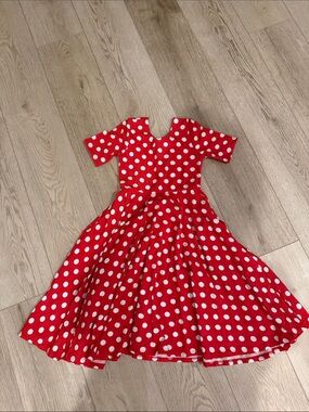 Red Polka Dot Girls' Dress - Classic Full Skirt perfect for disney